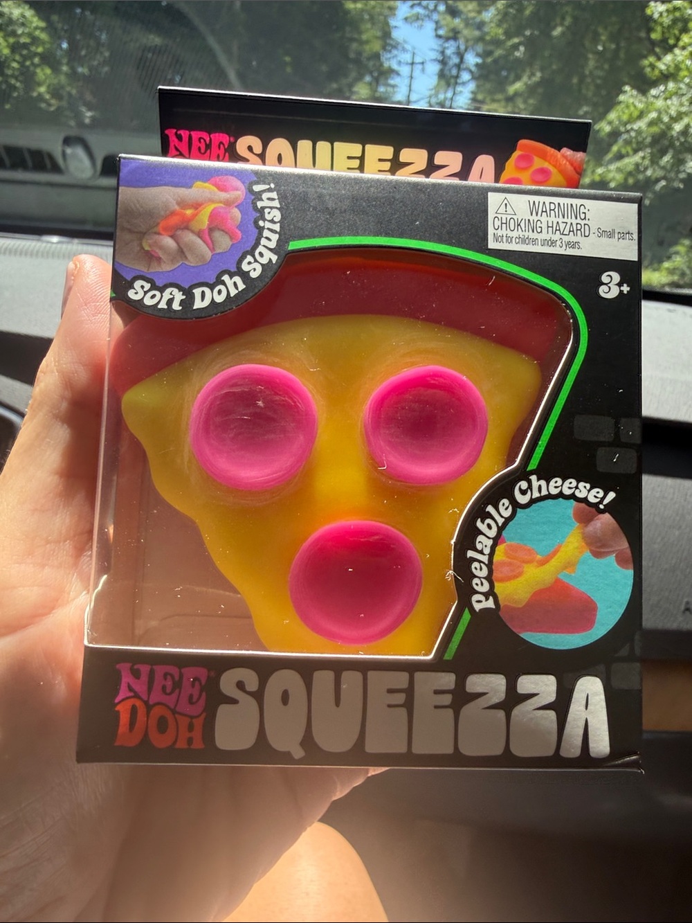 Authentic Squeezza Kids Pizza Toy - Yellow with Pink